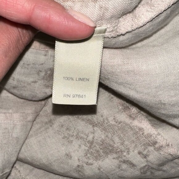 J. JILL 100% Linen Sleeveless Top Beige Florals Hints of Pink Size L - Picture 7 of 7